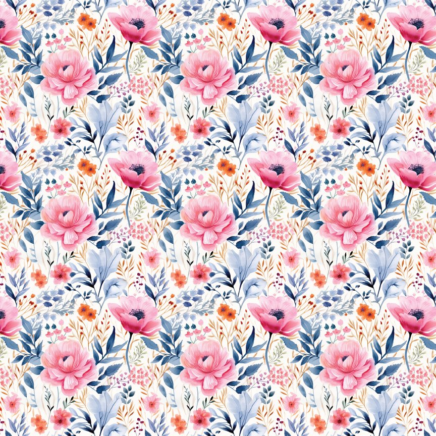 Pink & Blue Floral Pattern Acrylic Sheets - CMB Pattern Acrylic